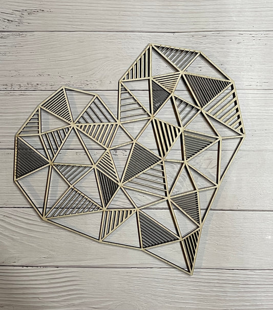 Geometric Heart Unfinished Wood frame. Resin art frame. DIY wood cutout. Unfinished laser cut wood resin frame.