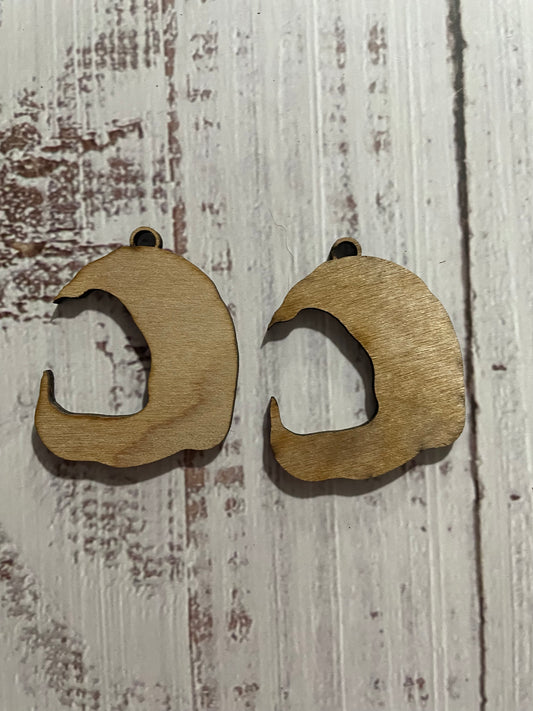 Crescent Moon Blank Wood Earrings. DIY jewelry. Unfinished laser cut wood jewelry. Wood earring blanks. Unfinished wood earrings. Wood jewelry blanks.