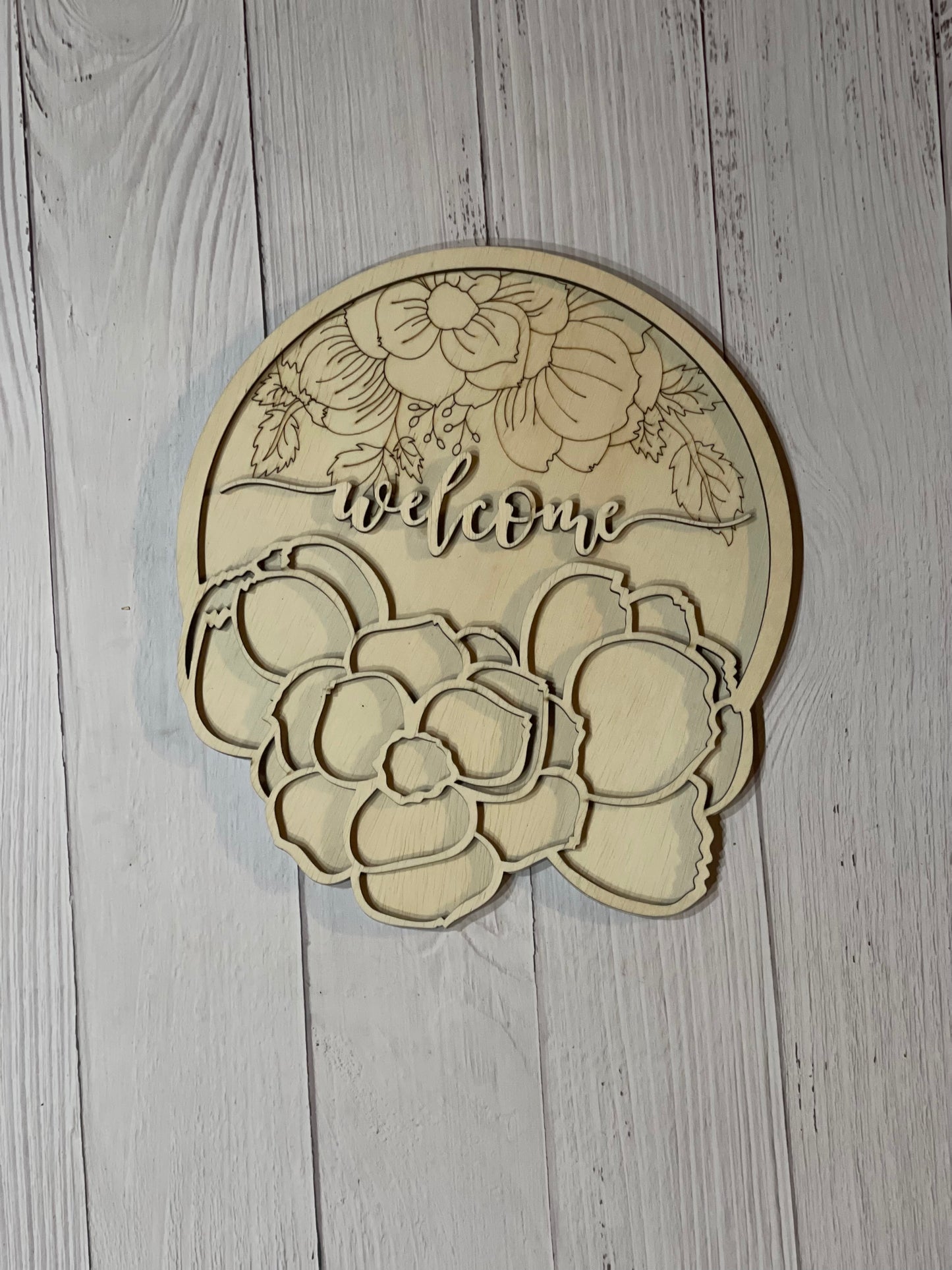 Welcome Floral Round Sign Blank Set