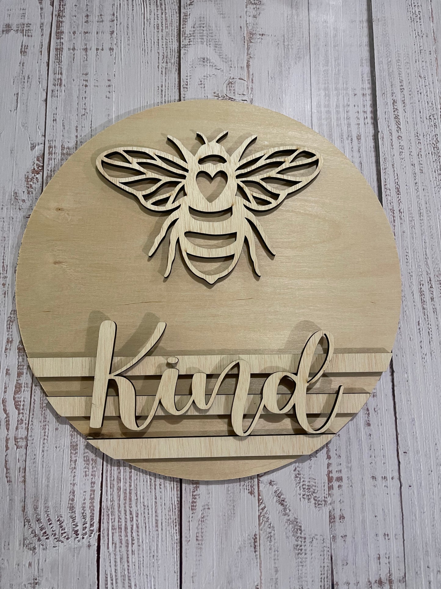 Bee Kind and Stripes Round Sign Blank Set