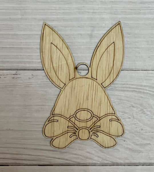 Bunny Bow Easter Gift Tag Unfinished Wood Blank. DIY wood cutout. Diy painting blank.