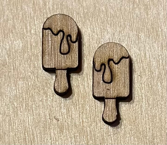 Dripping Popsicle Blank Wood Stud Earrings. DIY jewelry. Unfinished laser cut wood jewelry. Wood earring blanks. Unfinished wood earrings. Wood jewelry blanks.