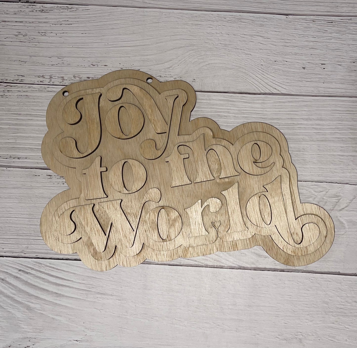 Joy to the World 3 Layer Unfinished Scored Wood Plaque. DIY wood cutout