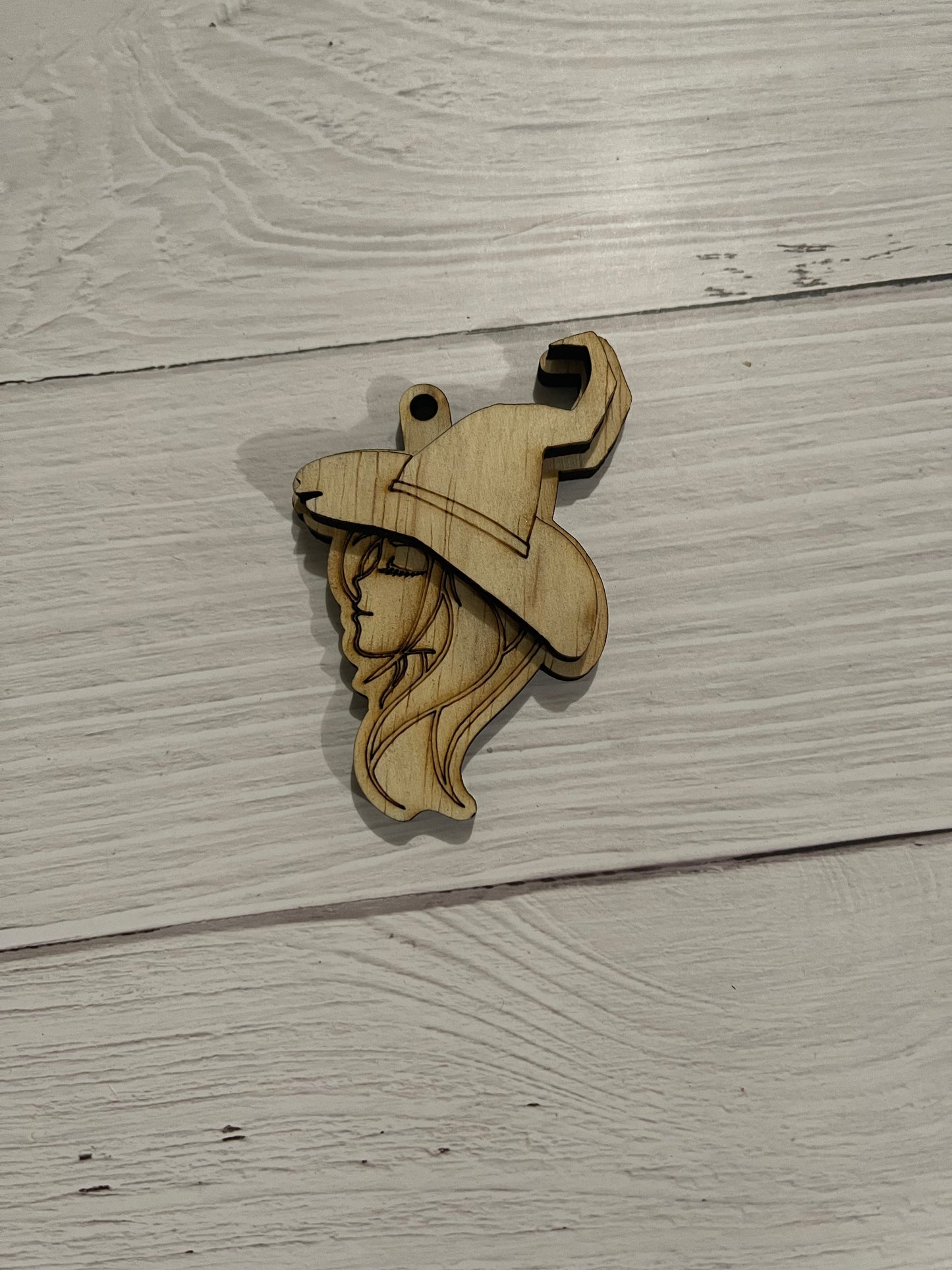 Witch Unfinished Wood Keychain Blank