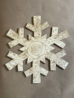Snowflake Rose Mandala Unfinished Wood. DIY wood cutout. Unfinished laser cut wood resin frame.