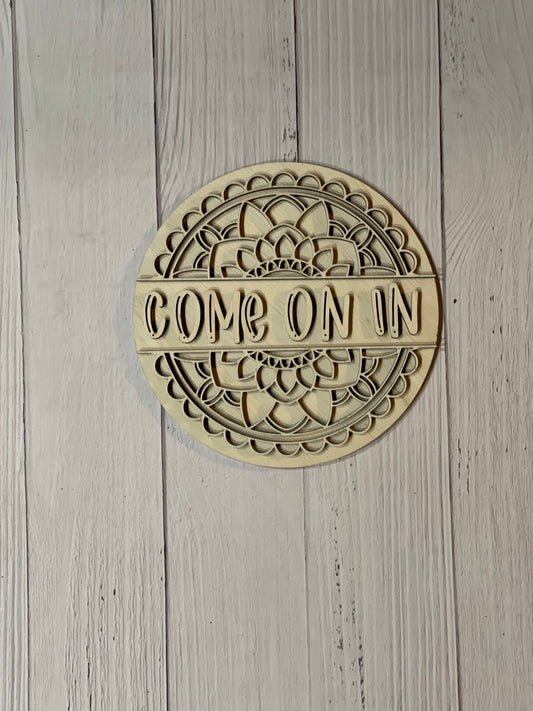 Come On In Mandala Round Sign Blank Set