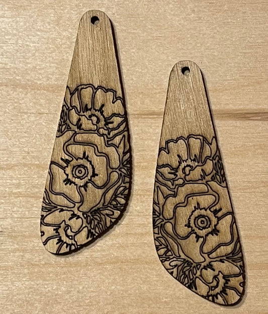 Floral Blank Wood Earrings. DIY jewelry. Unfinished laser cut wood jewelry. Wood earring blanks. Unfinished wood earrings. Wood jewelry blanks.