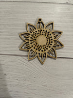 Sunflower Unfinished Wood Keychain Blanks - Set of 4 - 4 pieces