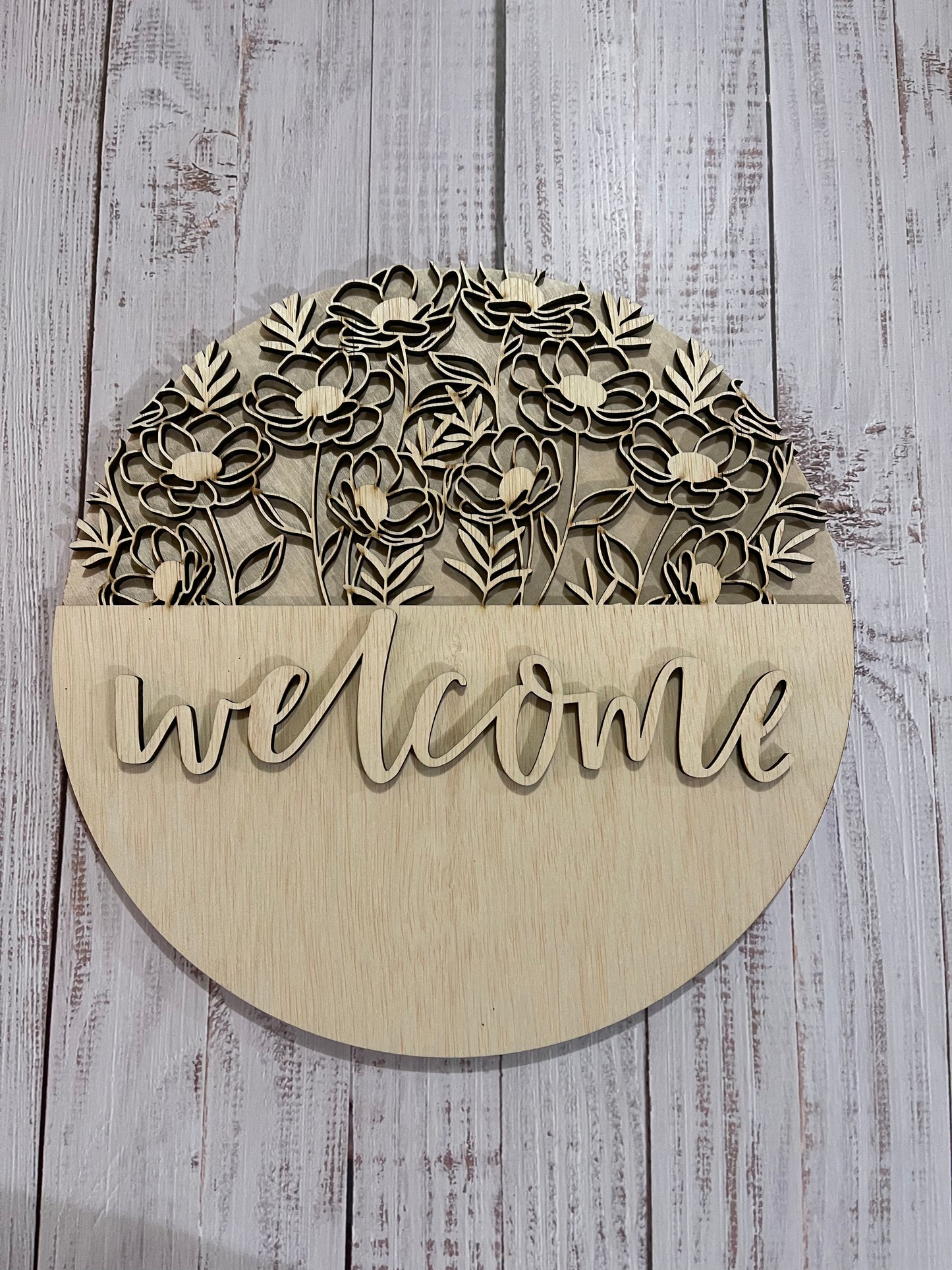Floral Welcome Round Sign Blank Set