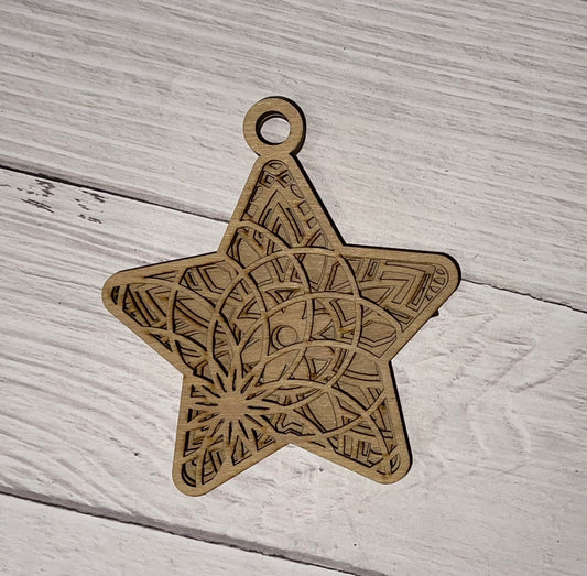 Star 4 Layer Unfinished wood ornament