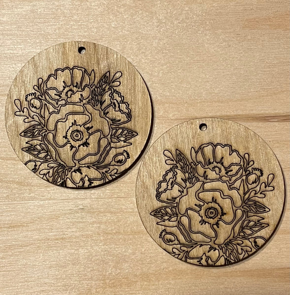 Floral Blank Wood Earrings. DIY jewelry. Unfinished laser cut wood jewelry. Wood earring blanks. Unfinished wood earrings. Wood jewelry blanks.